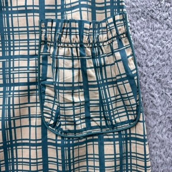 Anthropologie Girls From Savoy Size 4 A-Line Skirt Blue Checkered Front‎ Pockets - Picture 3 of 10